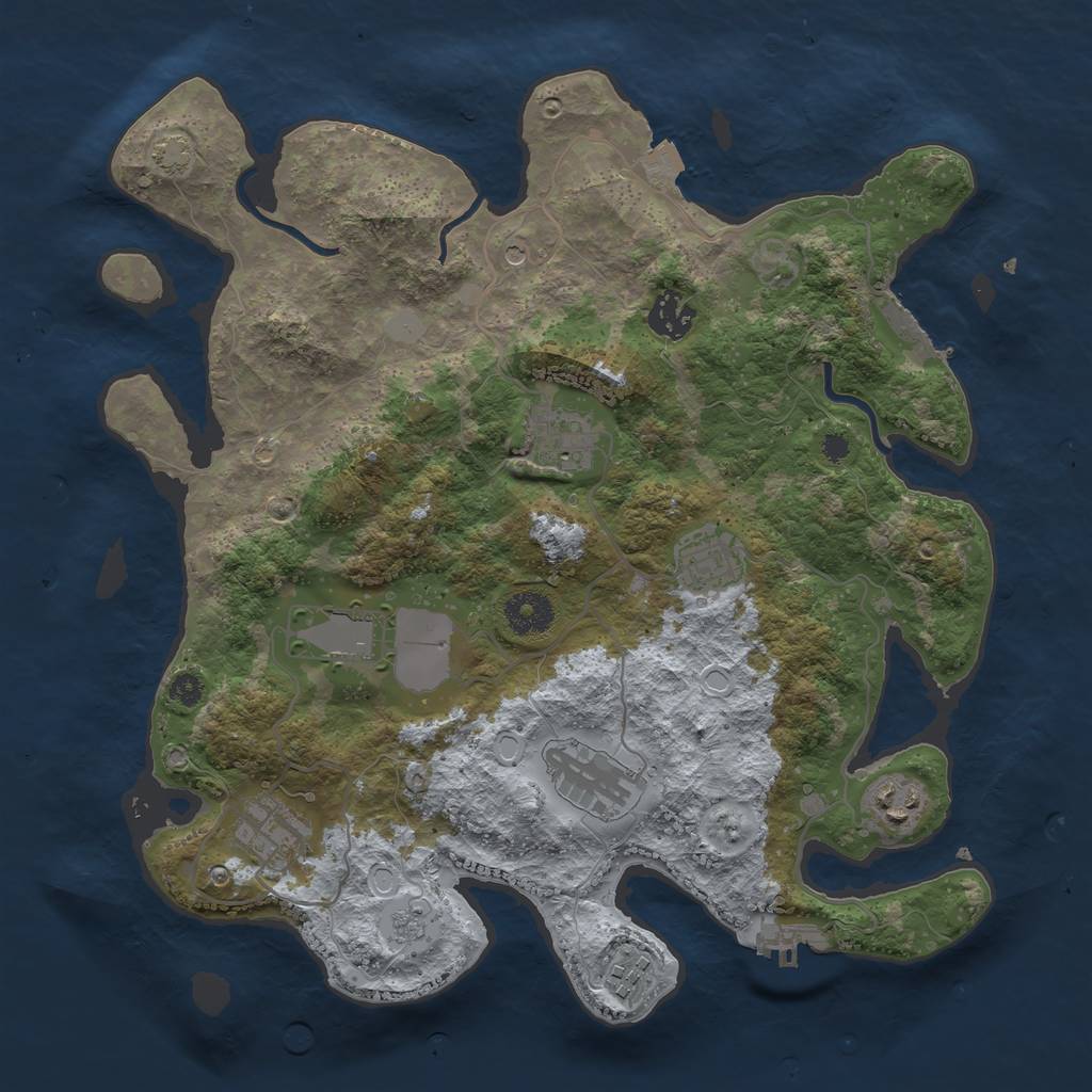 Rust Map: Procedural Map, Size: 3500, Seed: 12954689, 16 Monuments