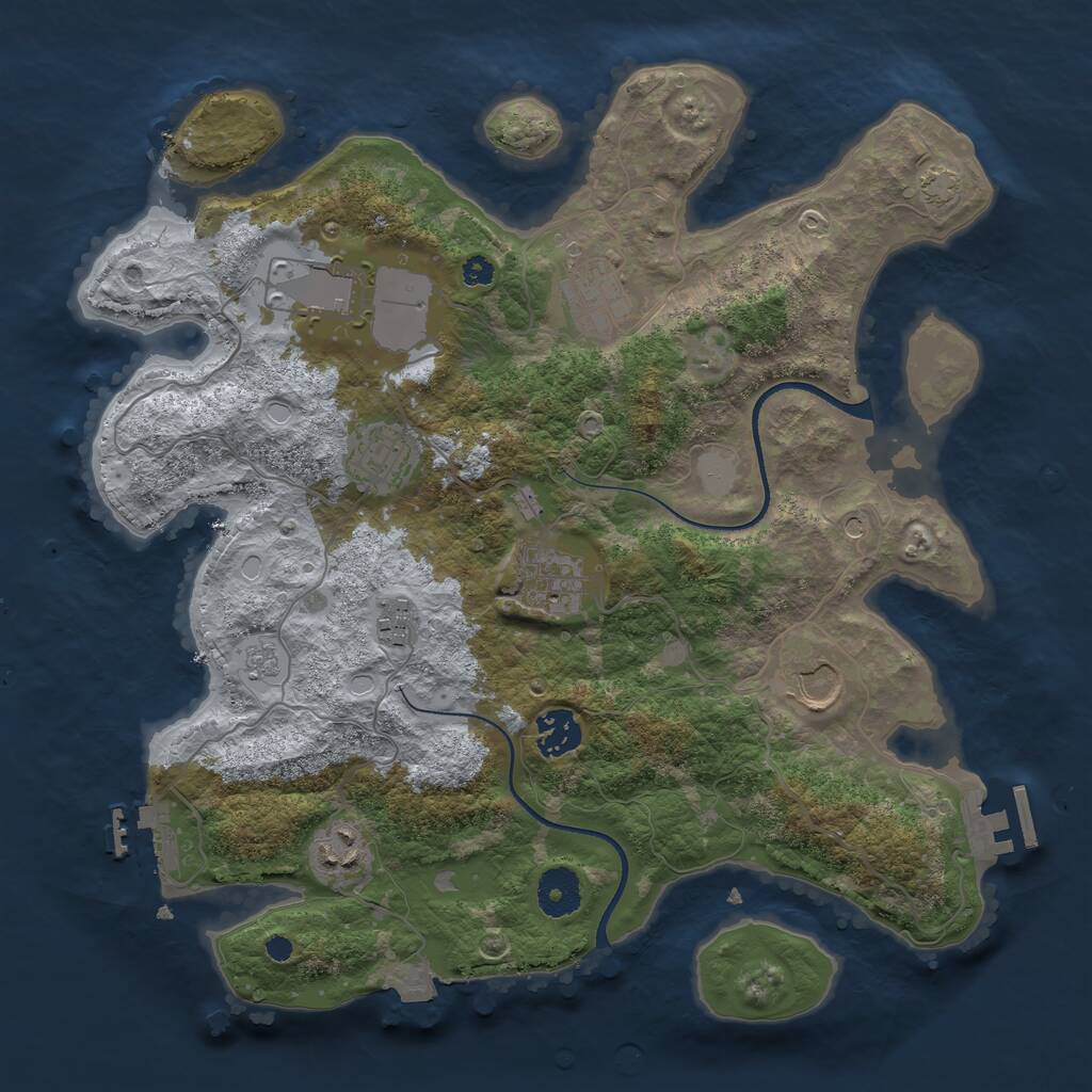 Rust Map: Procedural Map, Size: 3500, Seed: 1945456091, 14 Monuments