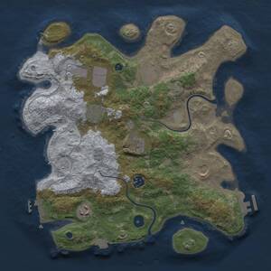 Thumbnail Rust Map: Procedural Map, Size: 3500, Seed: 1945456091, 14 Monuments