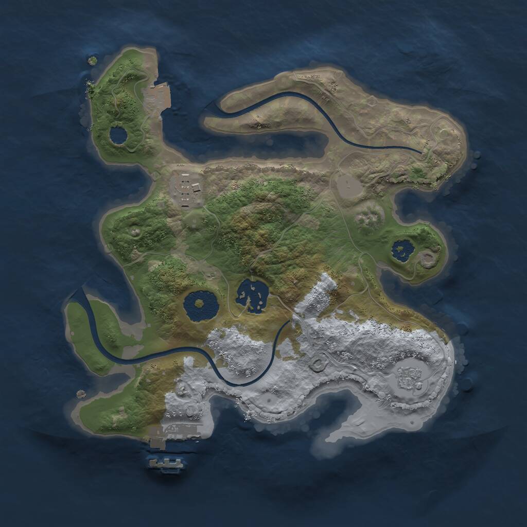 Rust Map: Procedural Map, Size: 2400, Seed: 2093065266, 5 Monuments