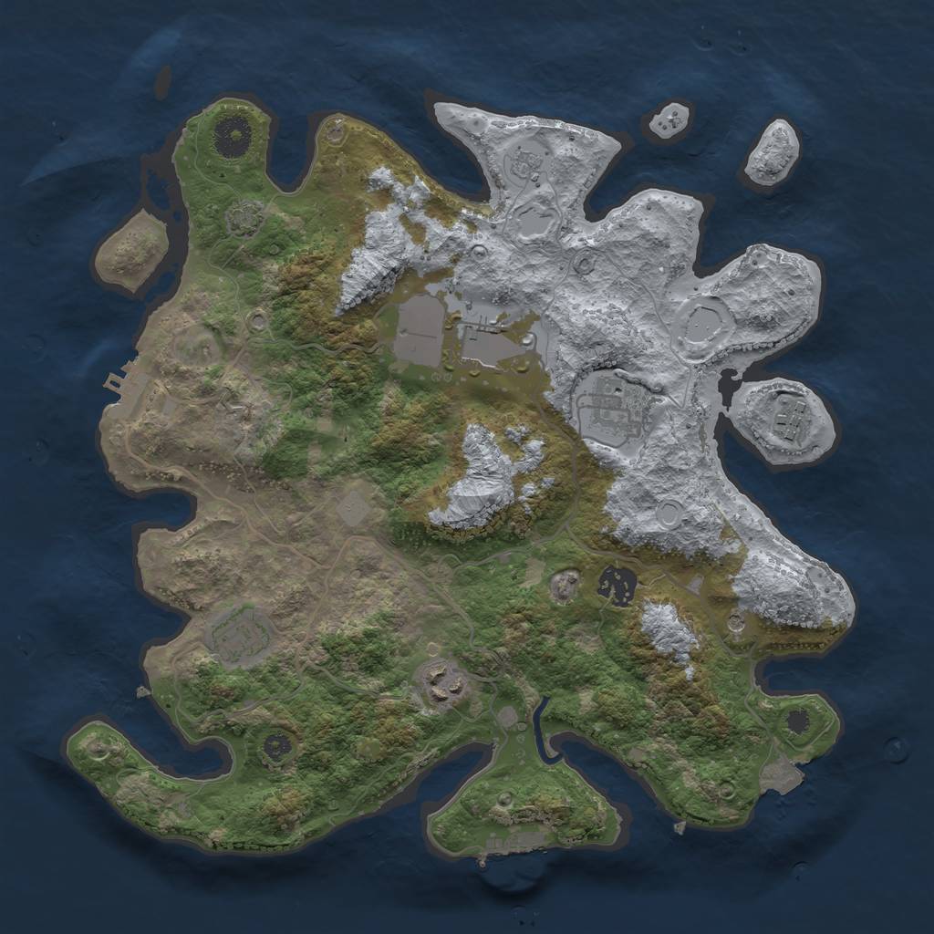 Rust Map: Procedural Map, Size: 3500, Seed: 427121747, 14 Monuments
