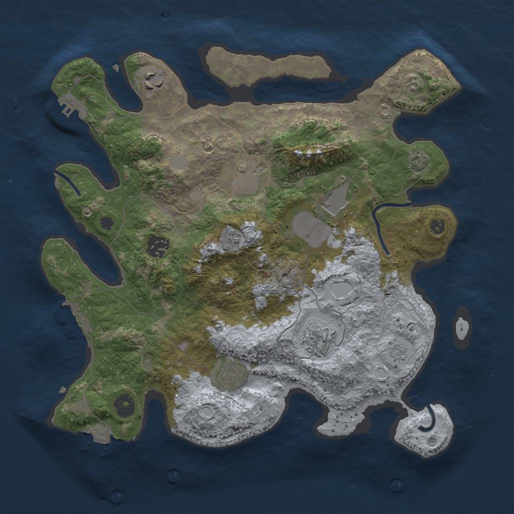 Rust Map: Procedural Map, Size: 3500, Seed: 73774934, 14 Monuments