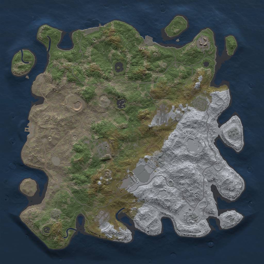 Rust Map: Procedural Map, Size: 4000, Seed: 453979984, 18 Monuments