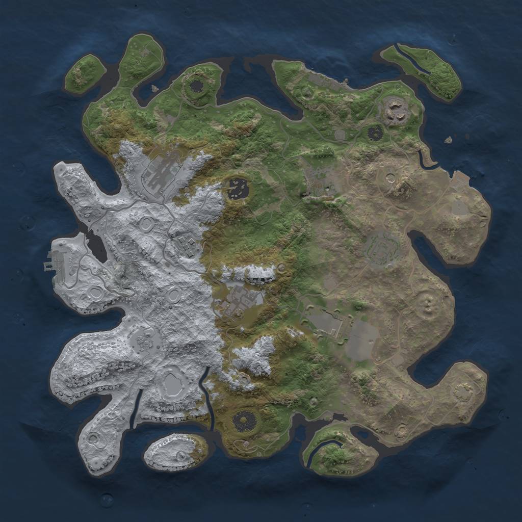 Rust Map: Procedural Map, Size: 3500, Seed: 457177345, 16 Monuments