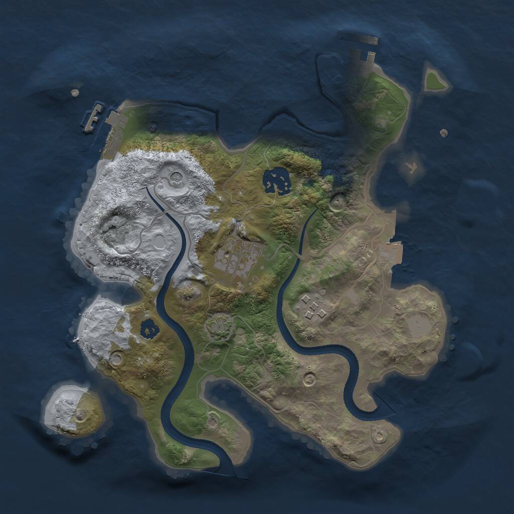 Rust Map: Procedural Map, Size: 2650, Seed: 1250162236, 8 Monuments