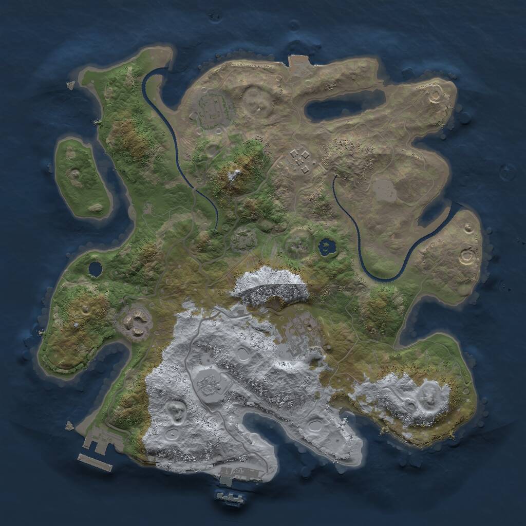 Rust Map: Procedural Map, Size: 3000, Seed: 6447, 9 Monuments