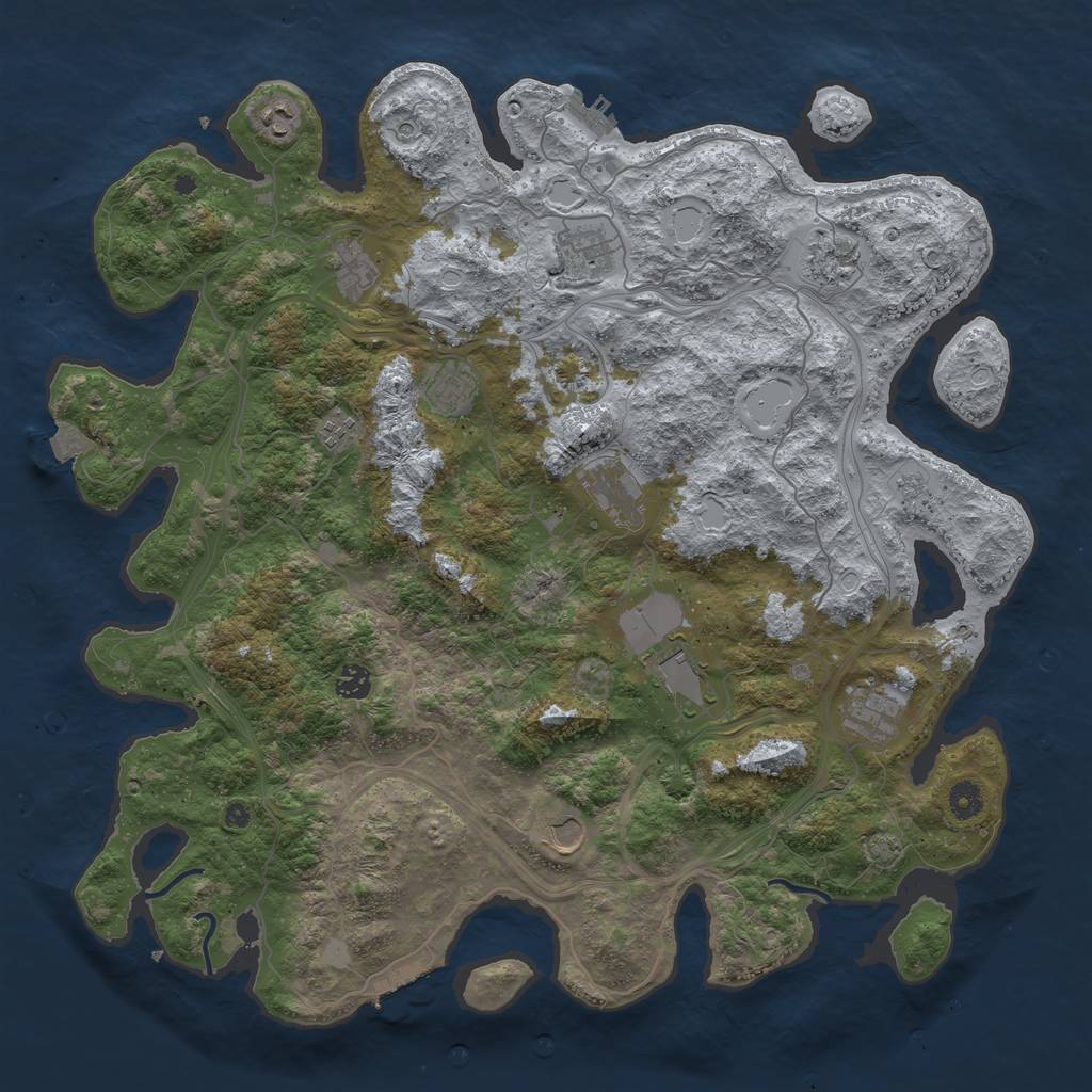 Rust Map: Procedural Map, Size: 4500, Seed: 690422299, 19 Monuments