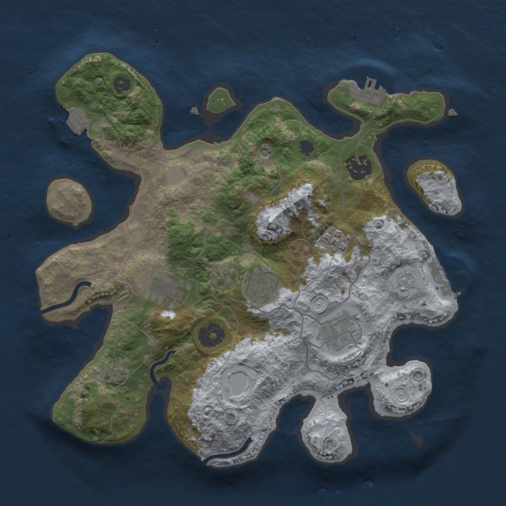 Rust Map: Procedural Map, Size: 3000, Seed: 7029, 13 Monuments