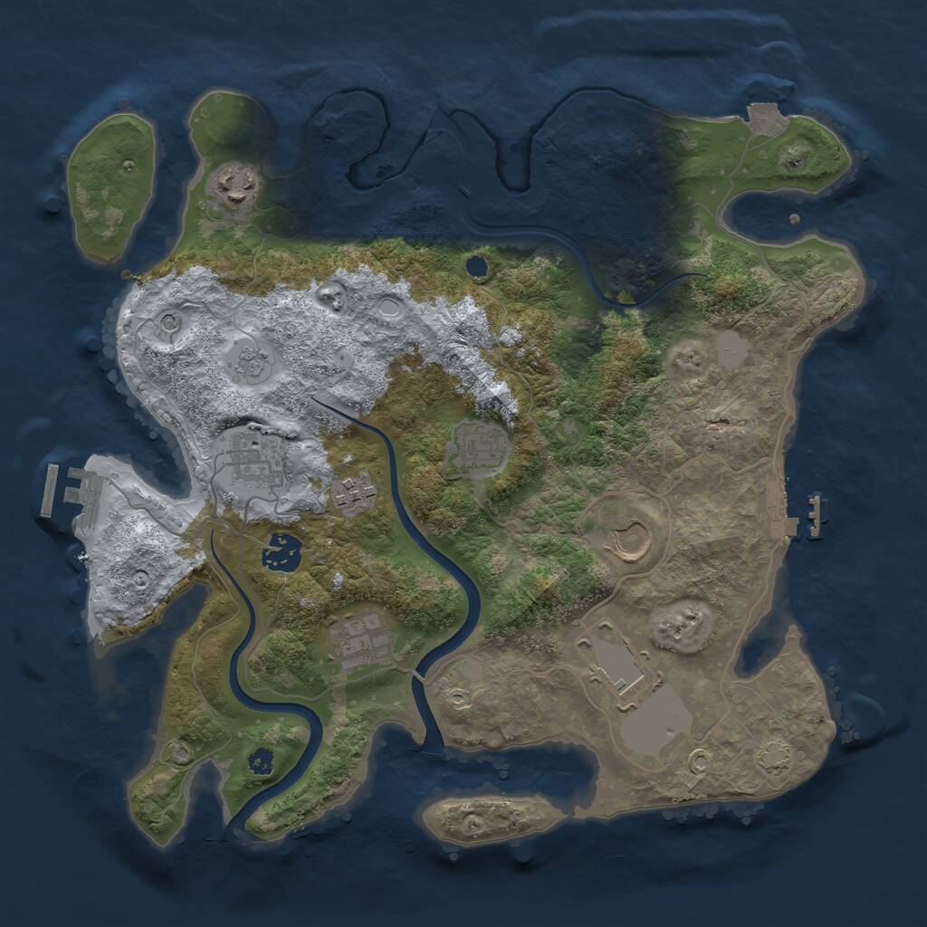 Rust Map: Procedural Map, Size: 3500, Seed: 739992357, 14 Monuments