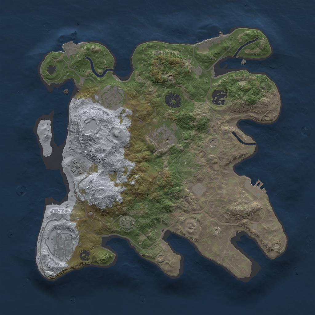 Rust Map: Procedural Map, Size: 3000, Seed: 2068511183, 12 Monuments