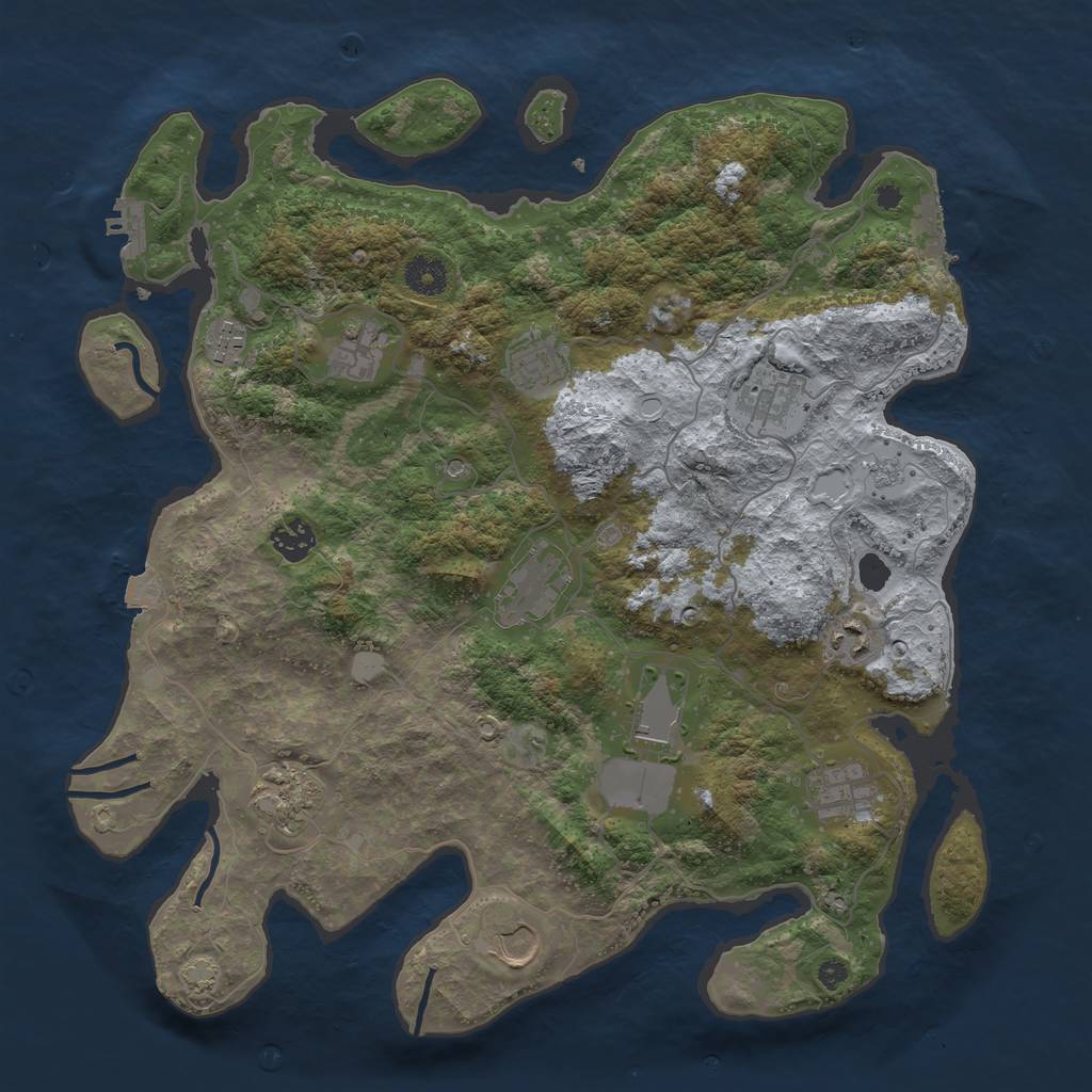 Rust Map: Procedural Map, Size: 3900, Seed: 72293061, 19 Monuments