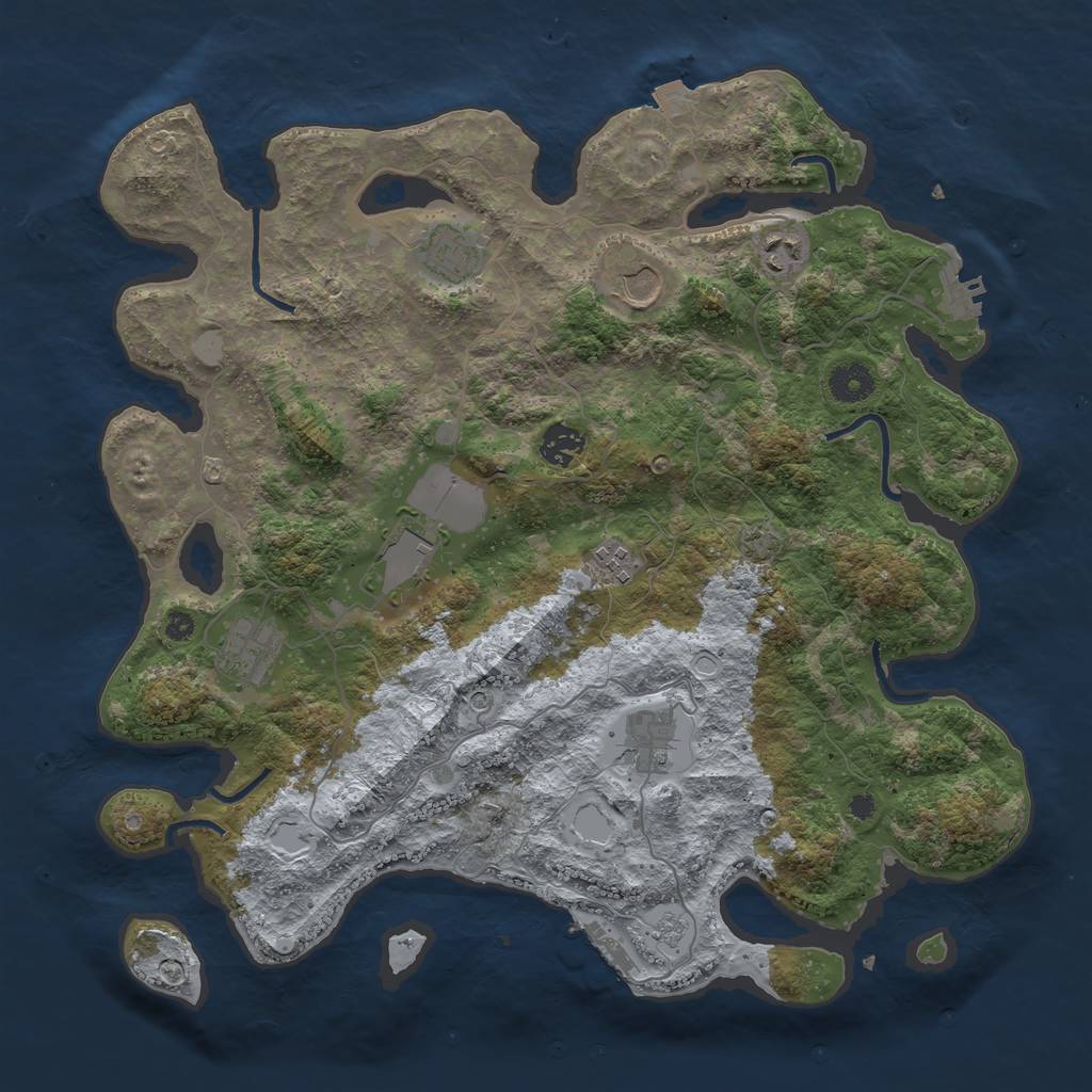 Rust Map: Procedural Map, Size: 3850, Seed: 120, 16 Monuments