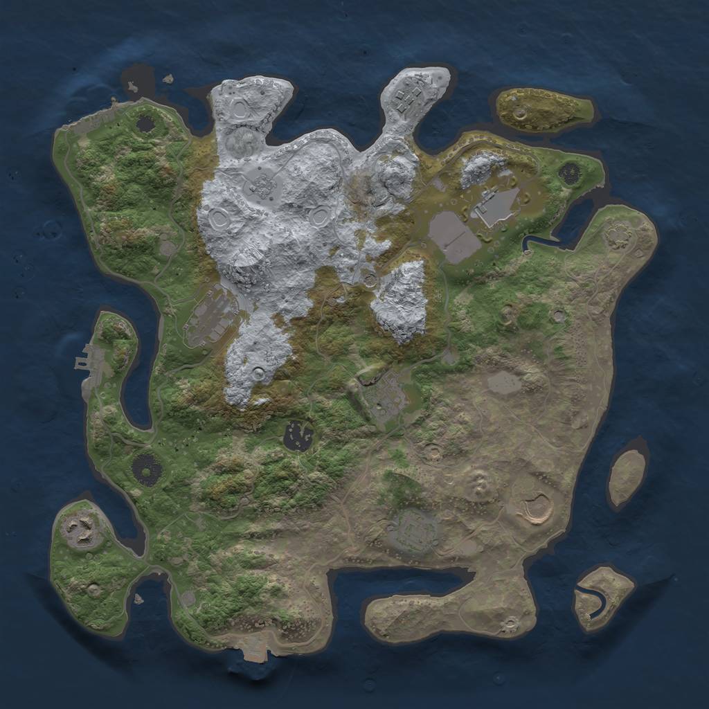 Rust Map: Procedural Map, Size: 3500, Seed: 1539004356, 16 Monuments