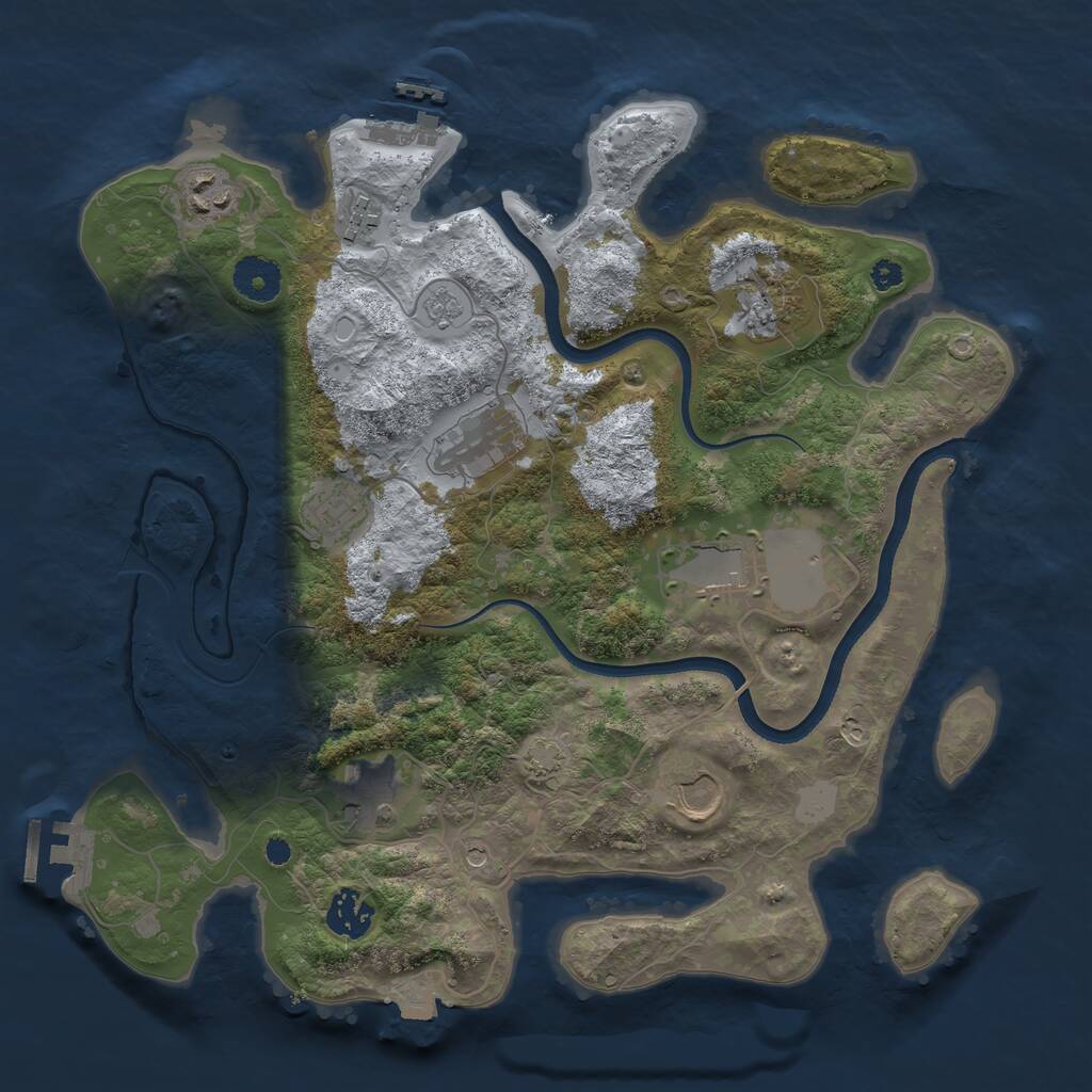 Rust Map: Procedural Map, Size: 3500, Seed: 1539004356, 15 Monuments