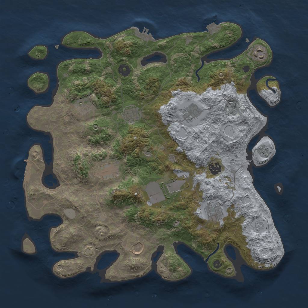 Rust Map: Procedural Map, Size: 3750, Seed: 1235, 18 Monuments