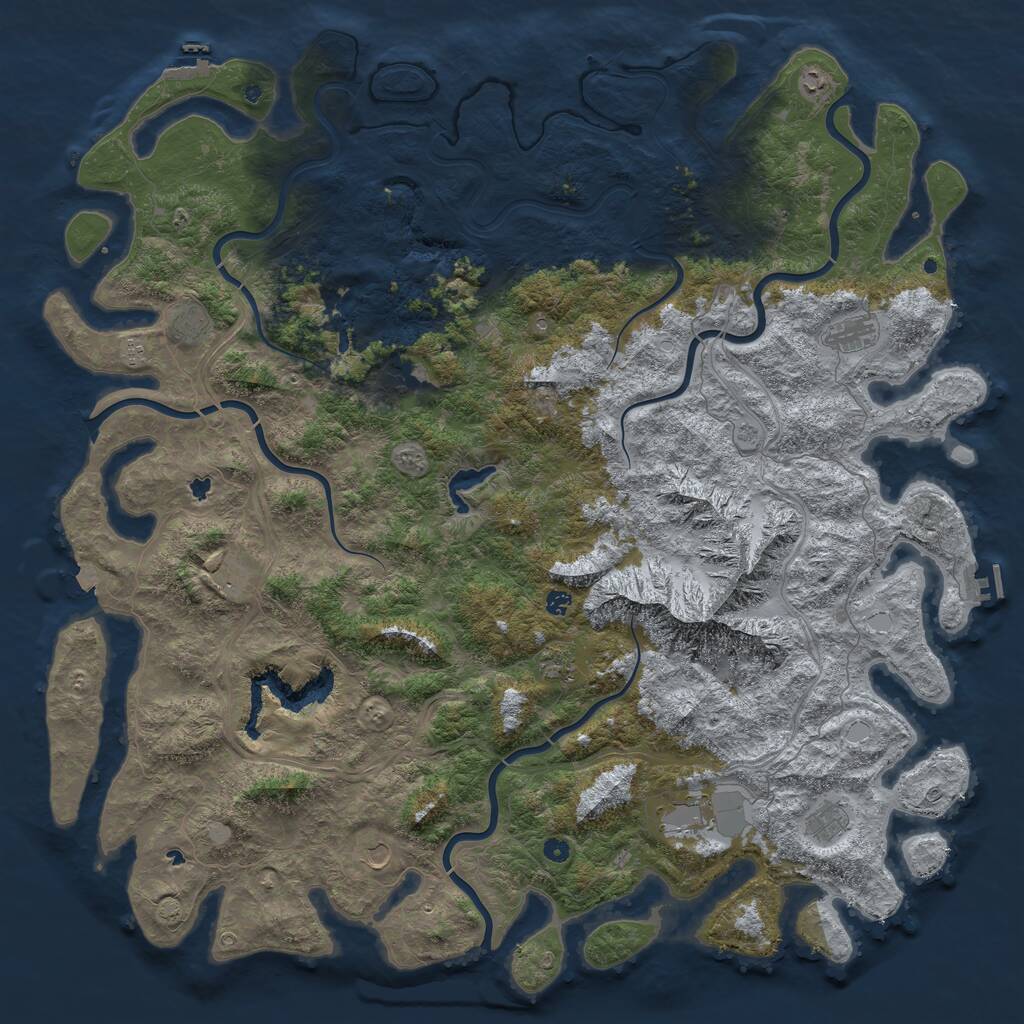 Rust Map: Procedural Map, Size: 6000, Seed: 748943, 17 Monuments