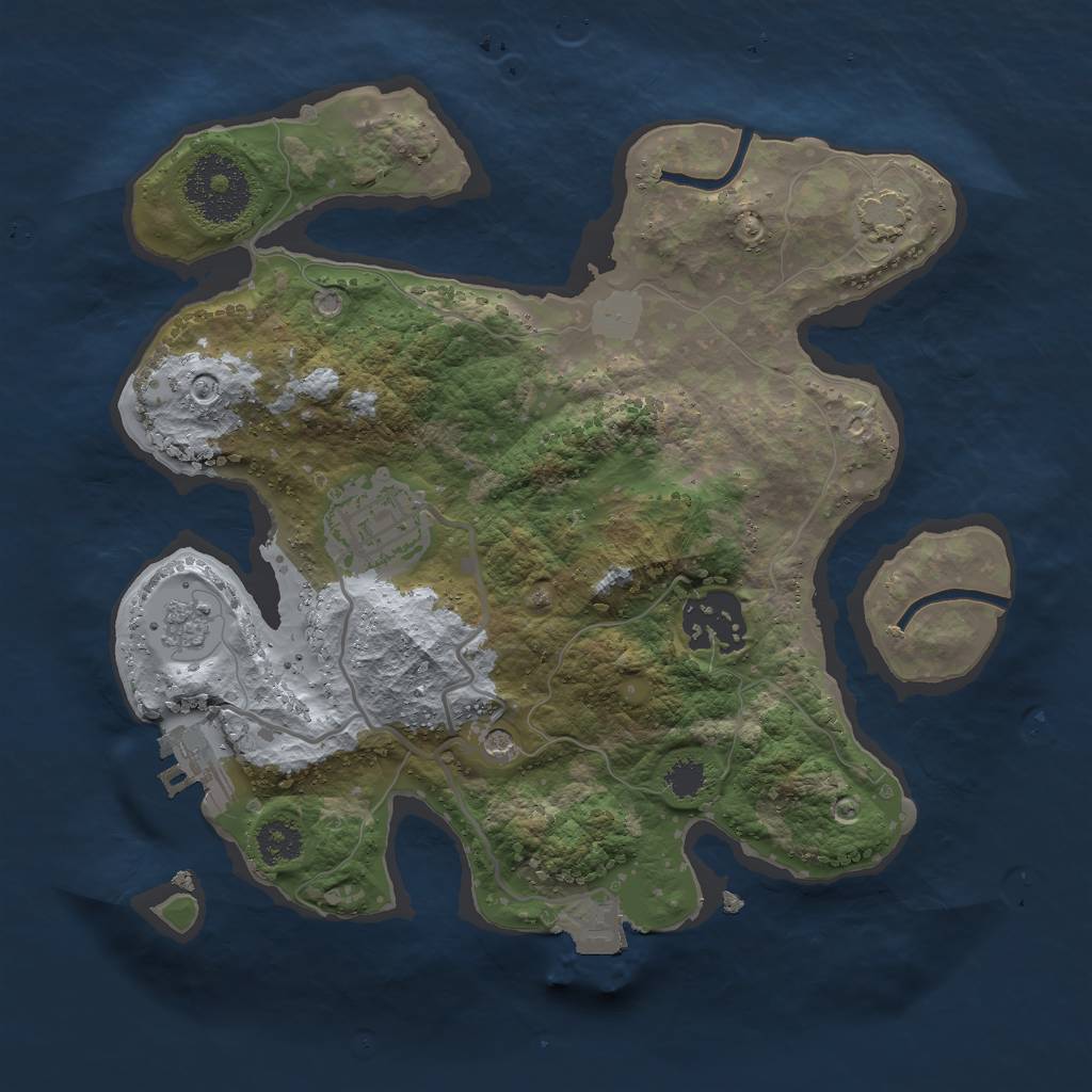 Rust Map: Procedural Map, Size: 2500, Seed: 1159116088, 9 Monuments