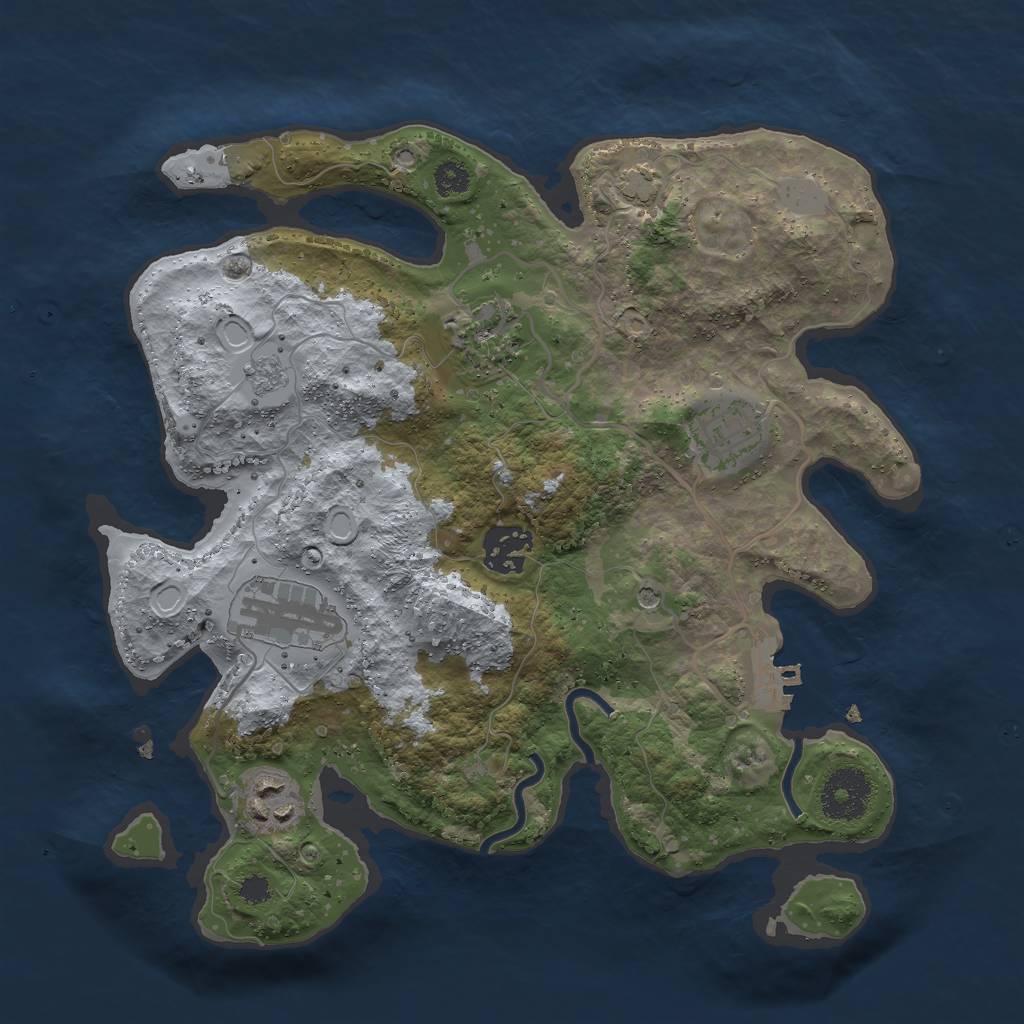 Rust Map: Procedural Map, Size: 3000, Seed: 1181033973, 12 Monuments