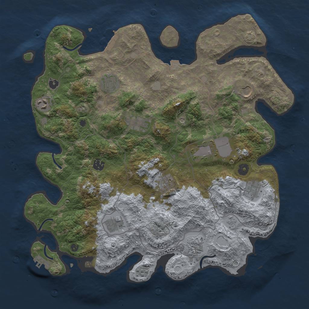 Rust Map: Procedural Map, Size: 4000, Seed: 834473114, 19 Monuments