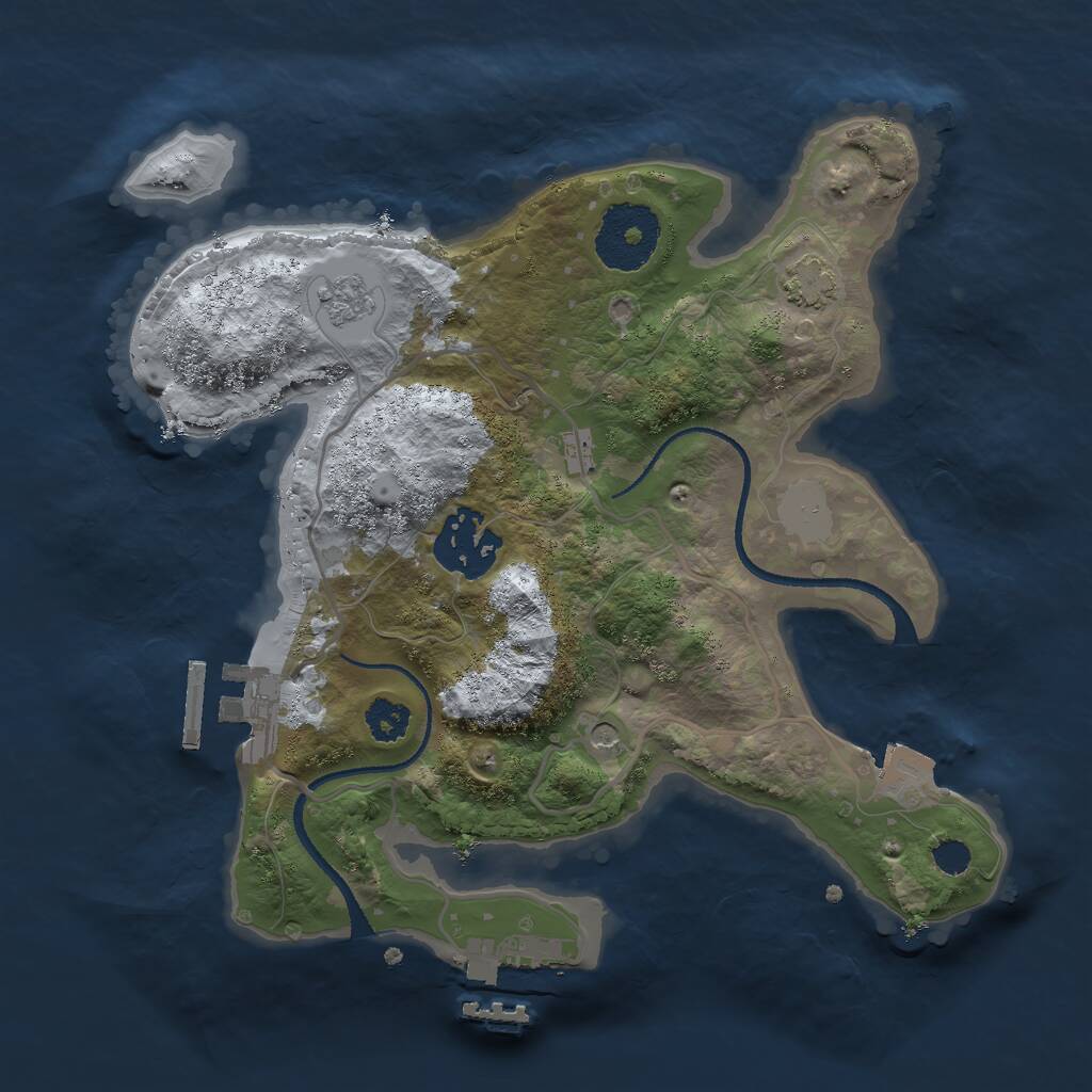 Rust Map: Procedural Map, Size: 2500, Seed: 1148230097, 7 Monuments
