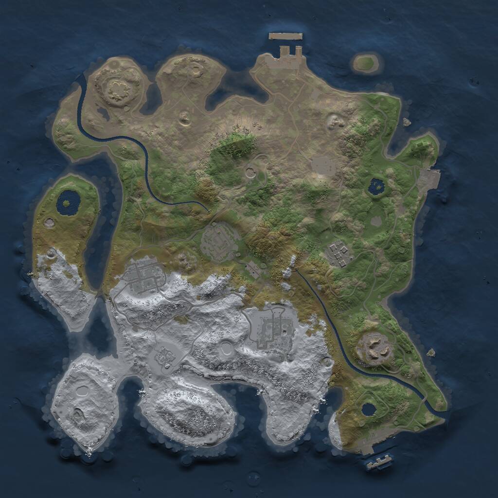 Rust Map: Procedural Map, Size: 3000, Seed: 65731, 11 Monuments