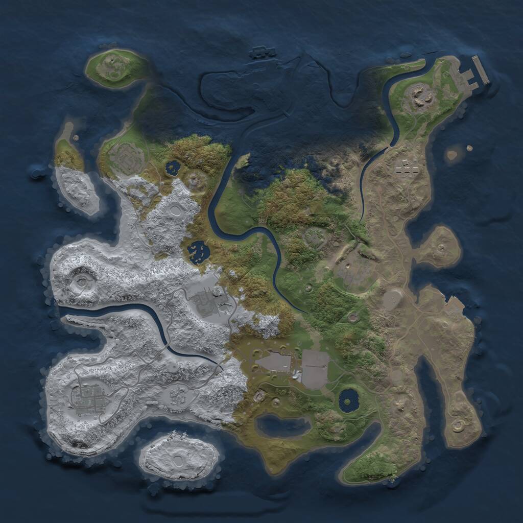 Rust Map: Procedural Map, Size: 3500, Seed: 7124053, 14 Monuments