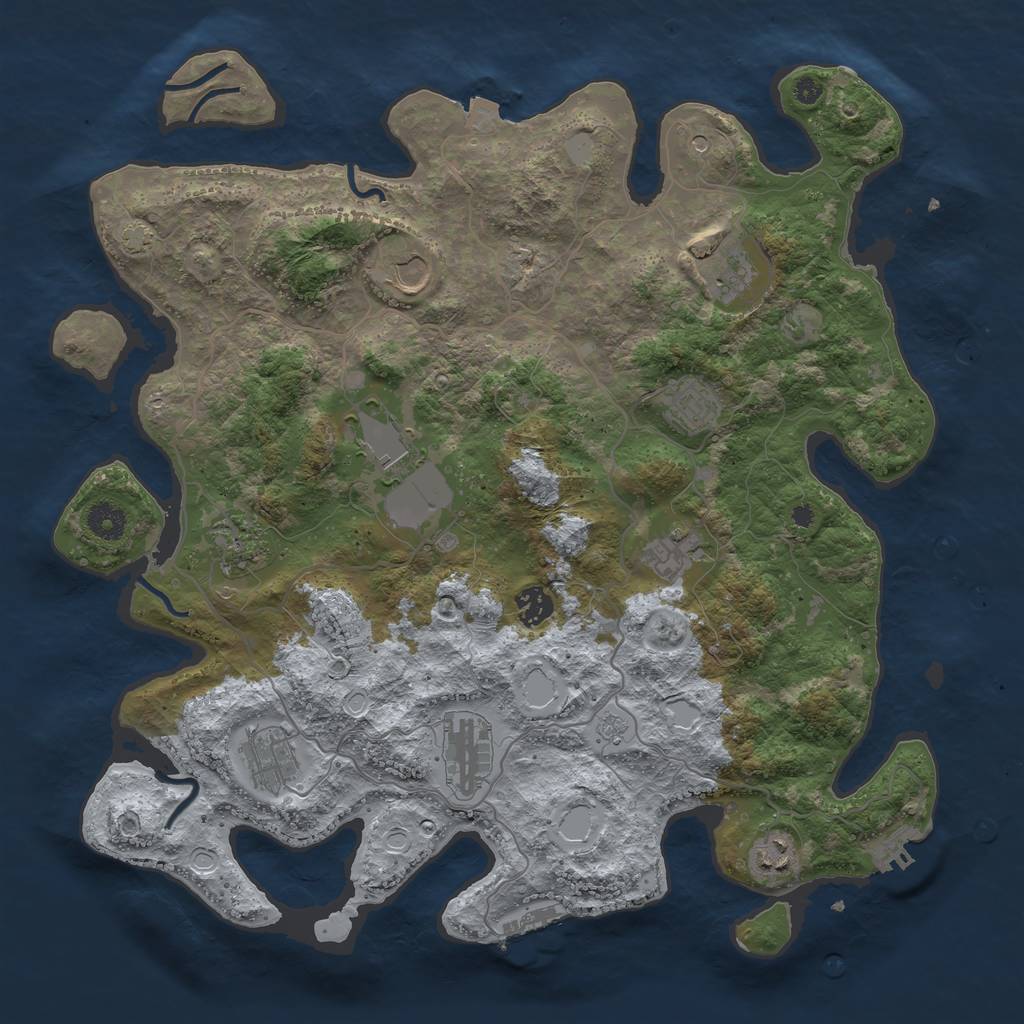 Rust Map: Procedural Map, Size: 4000, Seed: 448150963, 18 Monuments