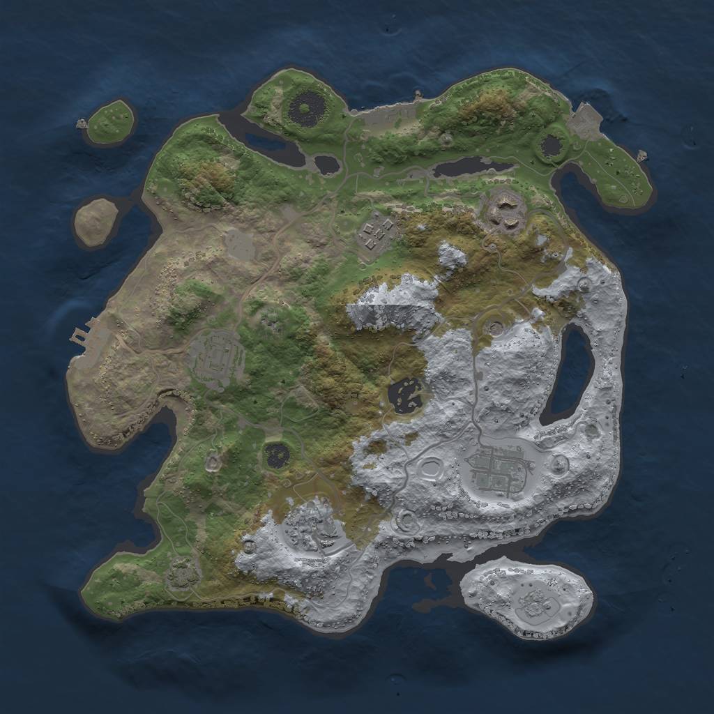 Rust Map: Procedural Map, Size: 3000, Seed: 999666, 14 Monuments