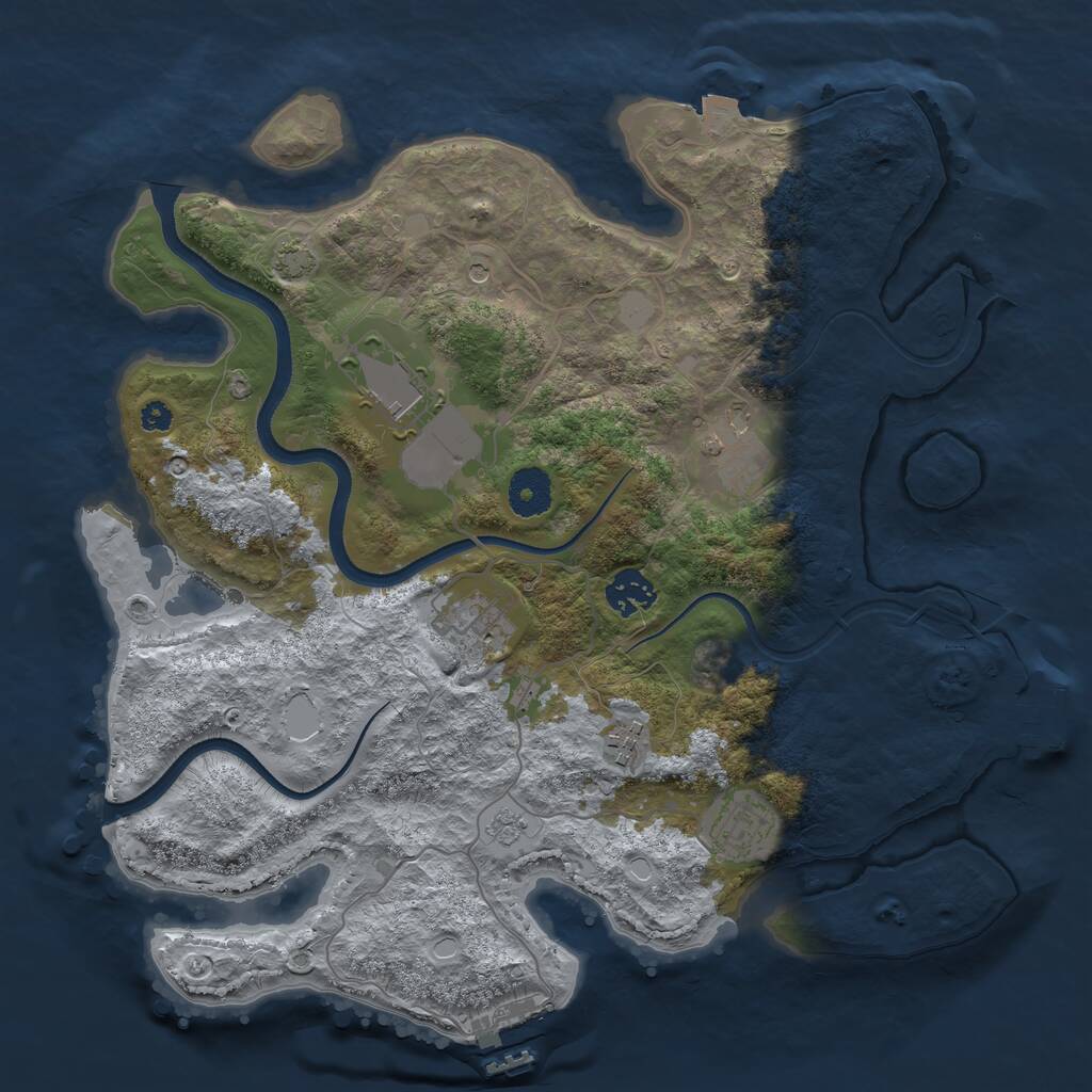 Rust Map: Procedural Map, Size: 3500, Seed: 56724585, 12 Monuments