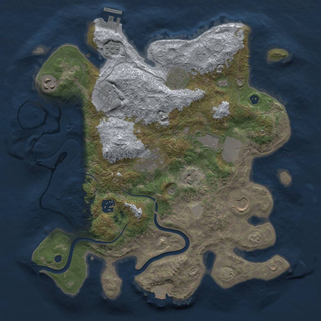 Rust Map: Procedural Map, Size: 3500, Seed: 44109961, 13 Monuments