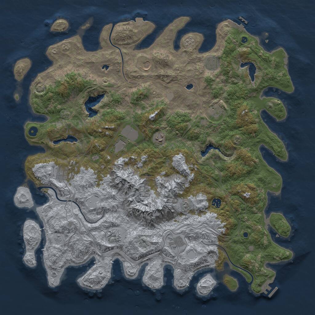 Rust Map: Procedural Map, Size: 5000, Seed: 1443219823, 16 Monuments