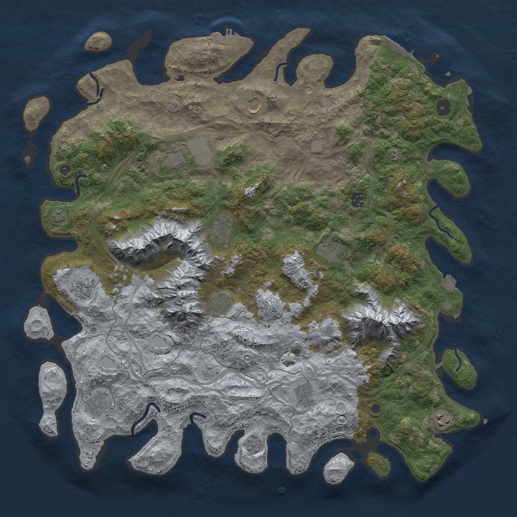 Rust Map: Procedural Map, Size: 5000, Seed: 1443219823, 19 Monuments