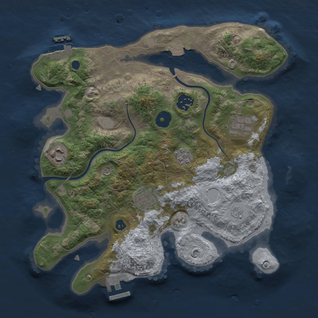 Rust Map: Procedural Map, Size: 3000, Seed: 869938205, 10 Monuments