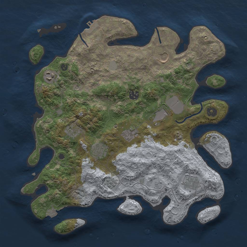 Rust Map: Procedural Map, Size: 3600, Seed: 20406, 16 Monuments