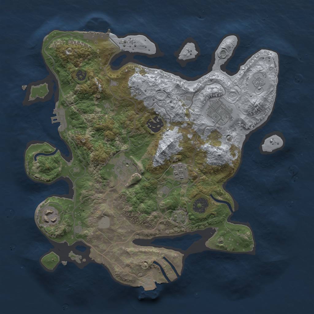 Rust Map: Procedural Map, Size: 3000, Seed: 1245202998, 12 Monuments