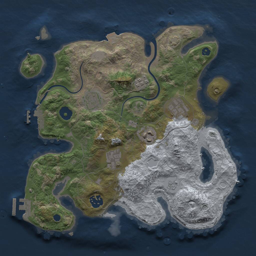 Rust Map: Procedural Map, Size: 3000, Seed: 25409, 11 Monuments
