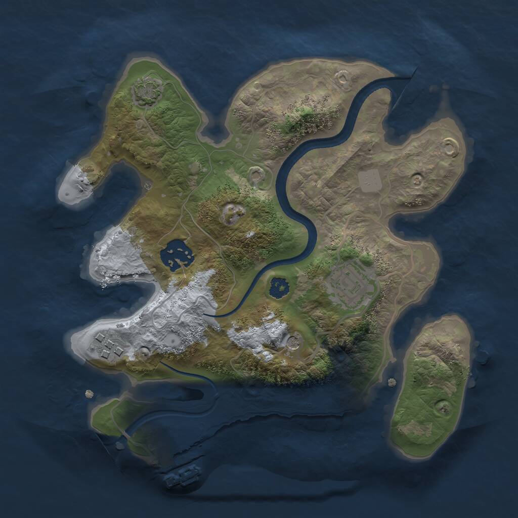Rust Map: Procedural Map, Size: 2500, Seed: 1825361794, 7 Monuments