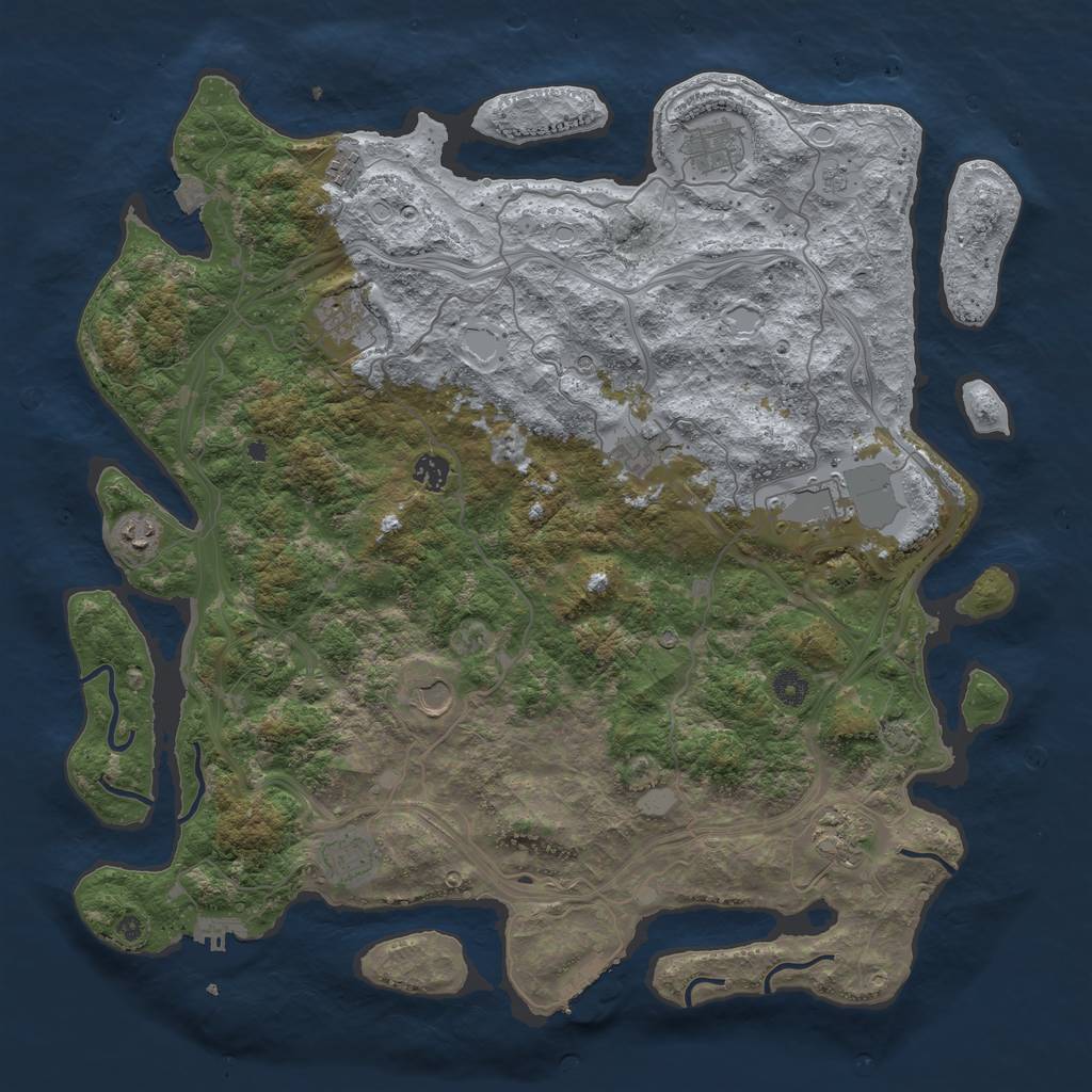 Rust Map: Procedural Map, Size: 4500, Seed: 1060980792, 18 Monuments