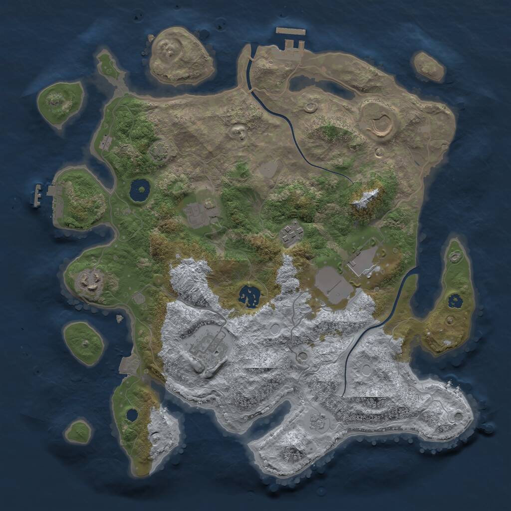 Rust Map: Procedural Map, Size: 3500, Seed: 1069278080, 13 Monuments