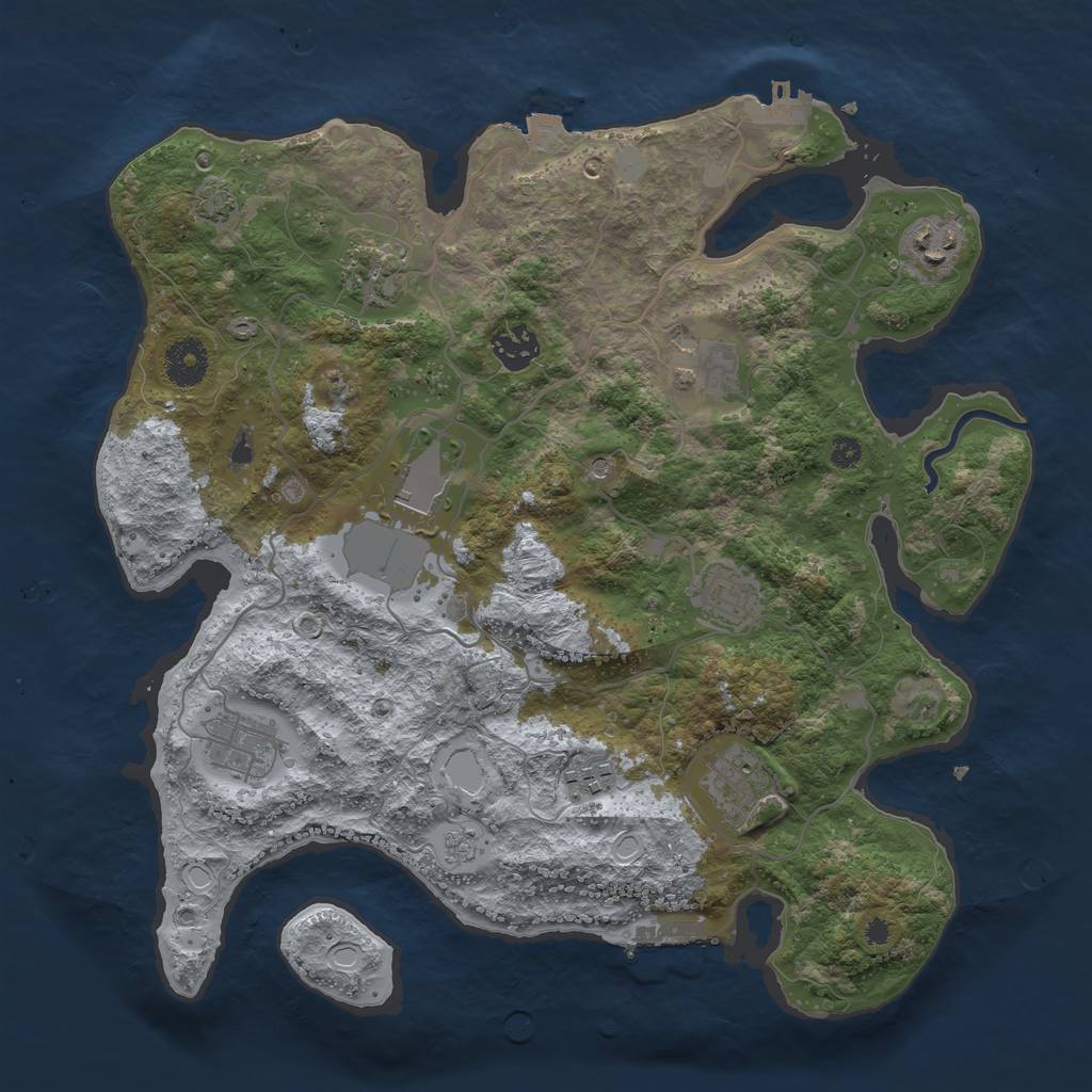 Rust Map: Procedural Map, Size: 3550, Seed: 68605772, 17 Monuments