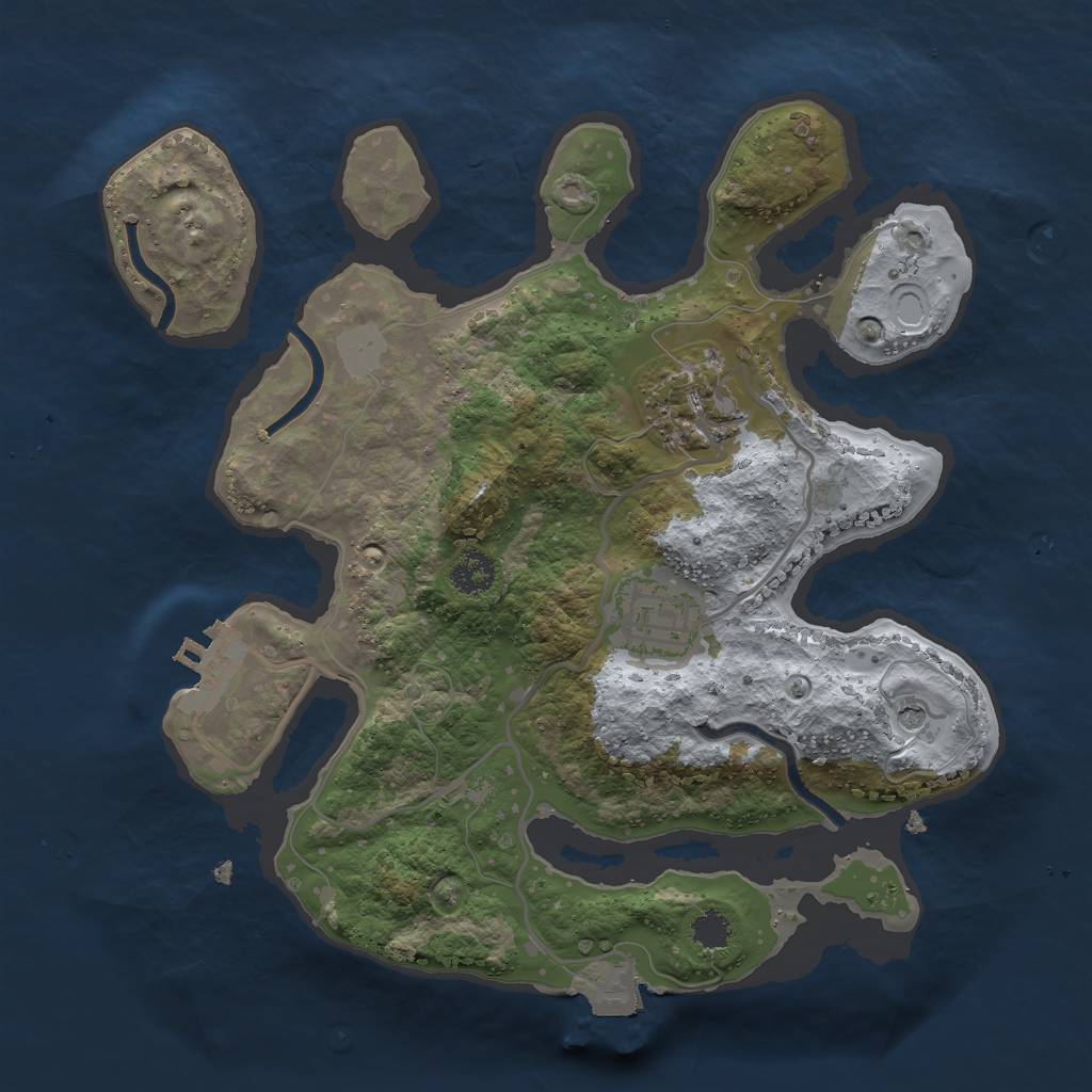 Rust Map: Procedural Map, Size: 2500, Seed: 1214658484, 7 Monuments