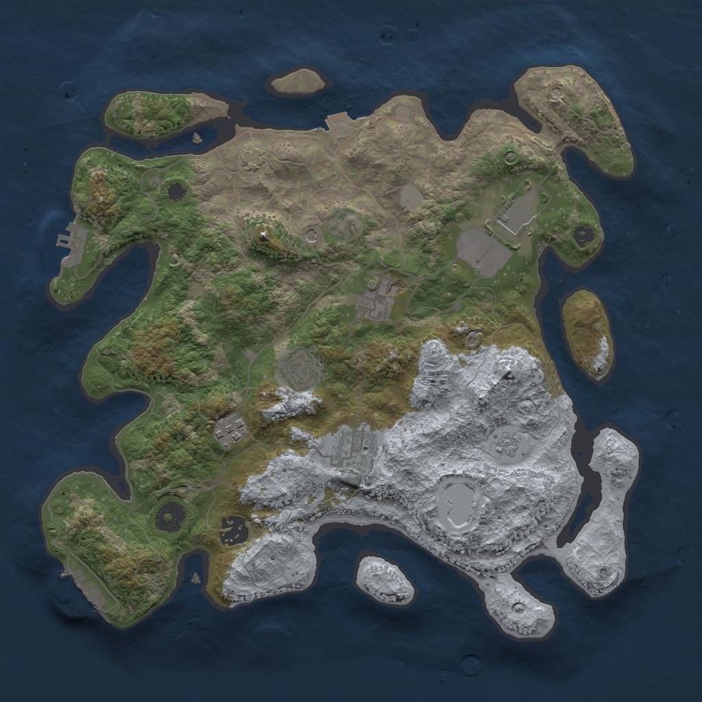 Rust Map: Procedural Map, Size: 3500, Seed: 805236964, 14 Monuments