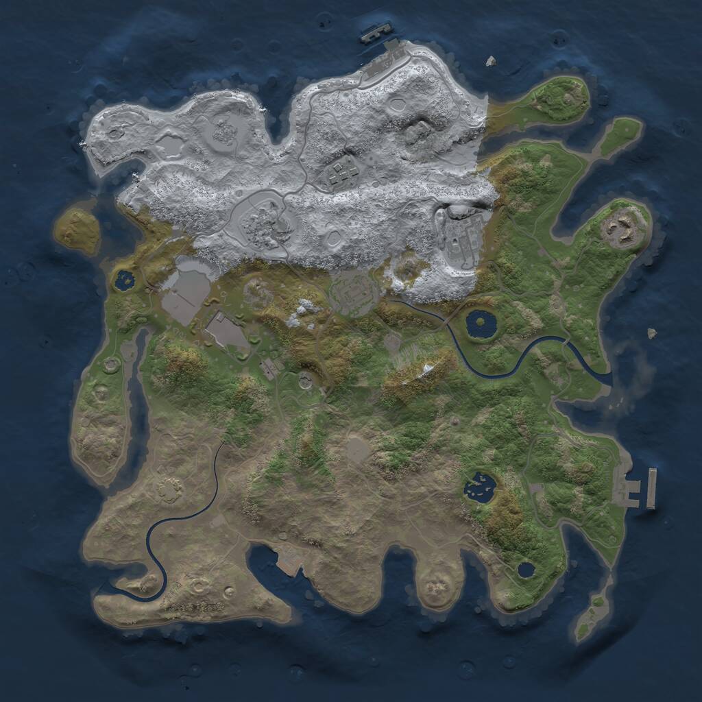 Rust Map: Procedural Map, Size: 3500, Seed: 124537899, 13 Monuments