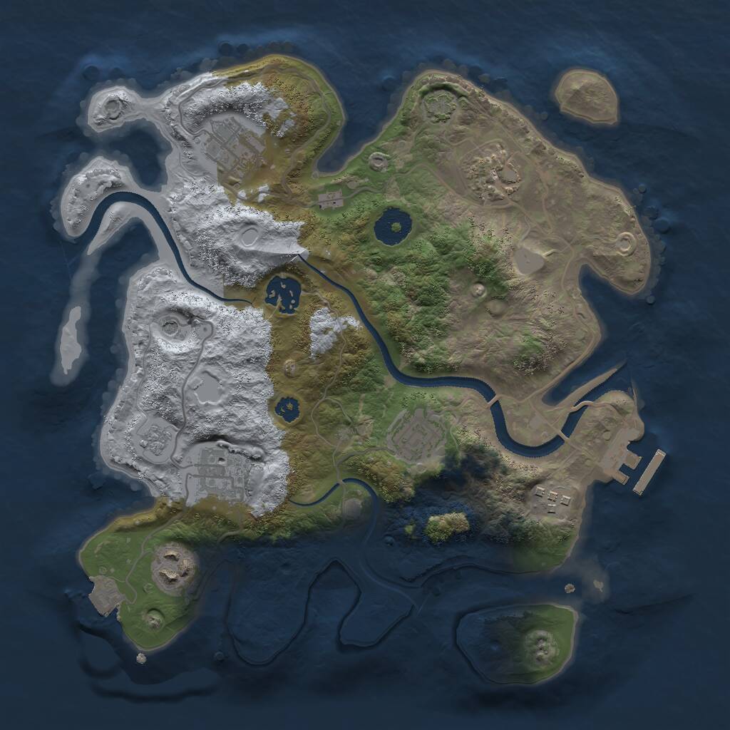 Rust Map: Procedural Map, Size: 3000, Seed: 2961, 12 Monuments