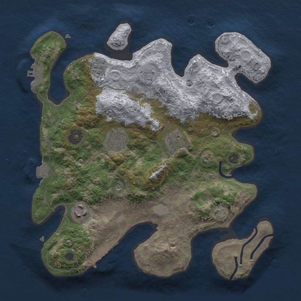 Rust Map: Procedural Map, Size: 3000, Seed: 394702, 12 Monuments