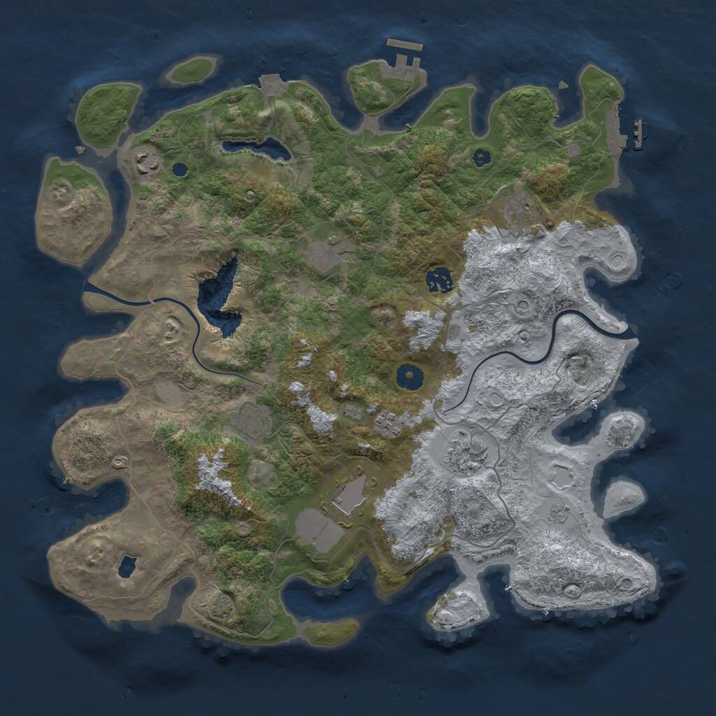 Rust Map: Procedural Map, Size: 4000, Seed: 165279997, 14 Monuments