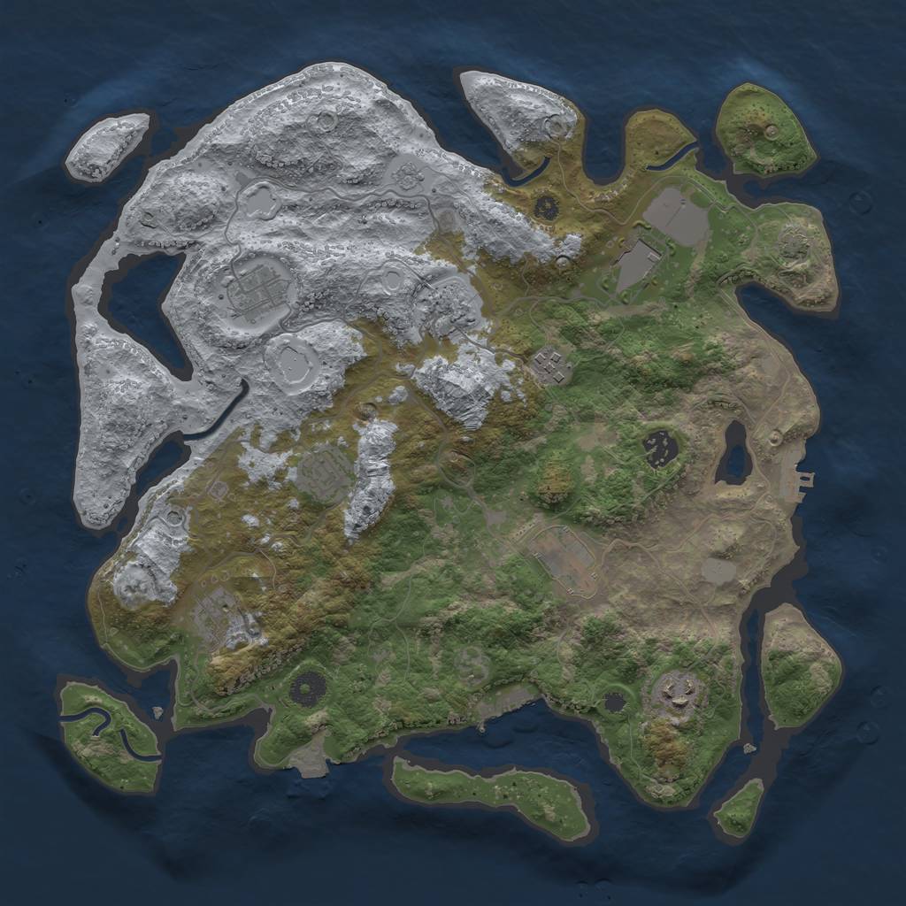 Rust Map: Procedural Map, Size: 3800, Seed: 660752732, 17 Monuments