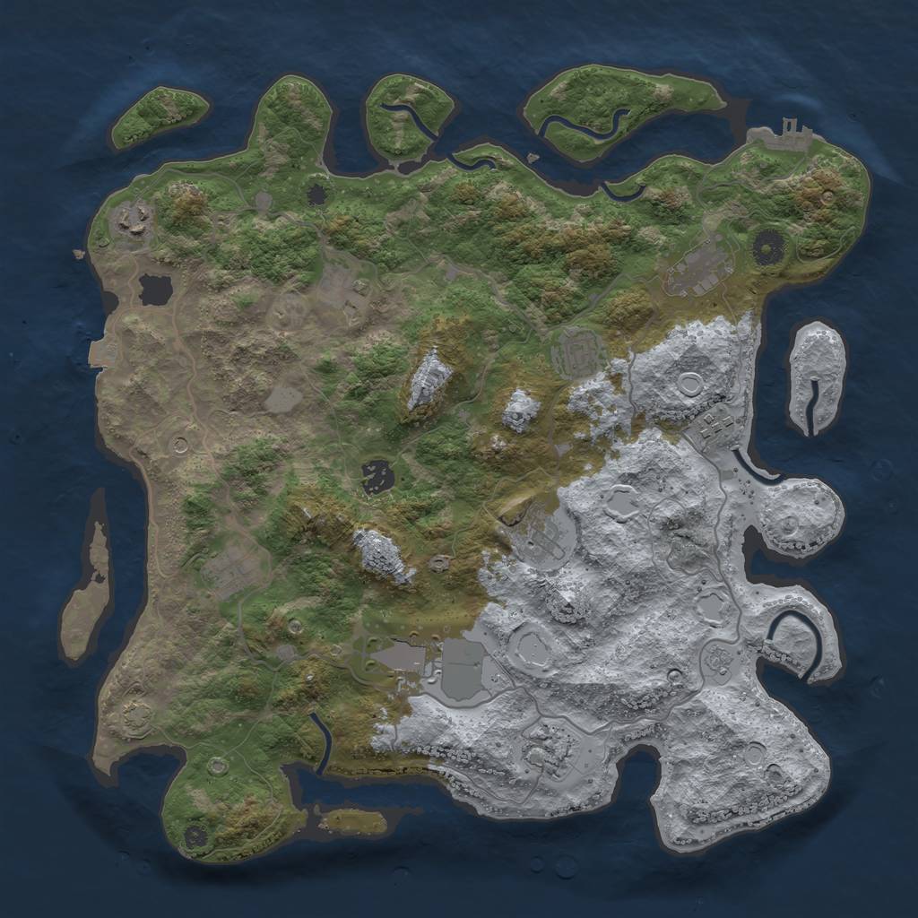 Rust Map: Procedural Map, Size: 4000, Seed: 159969858, 17 Monuments