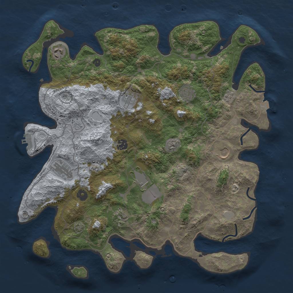 Rust Map: Procedural Map, Size: 4000, Seed: 1811364184, 16 Monuments