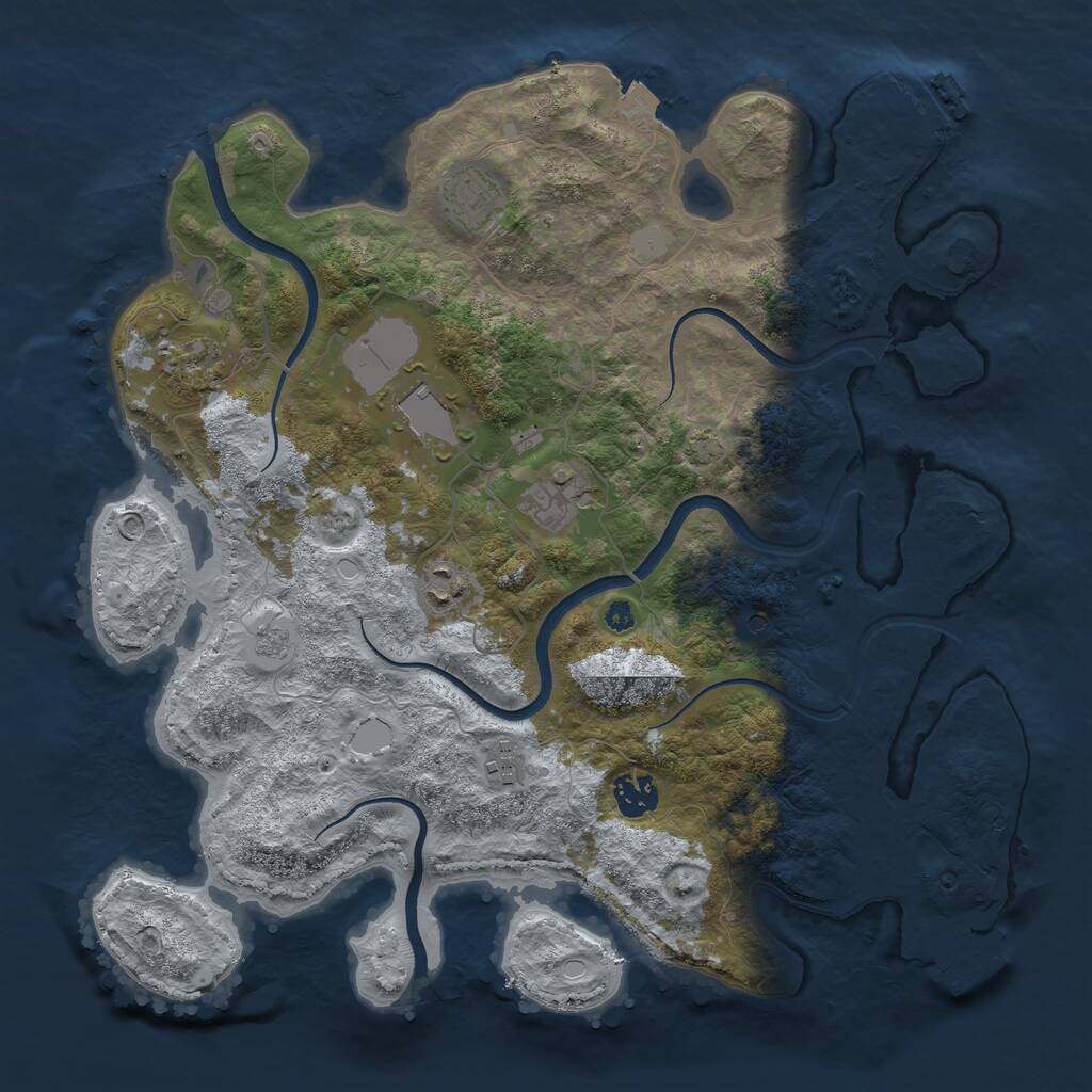Rust Map: Procedural Map, Size: 3700, Seed: 10102939, 13 Monuments
